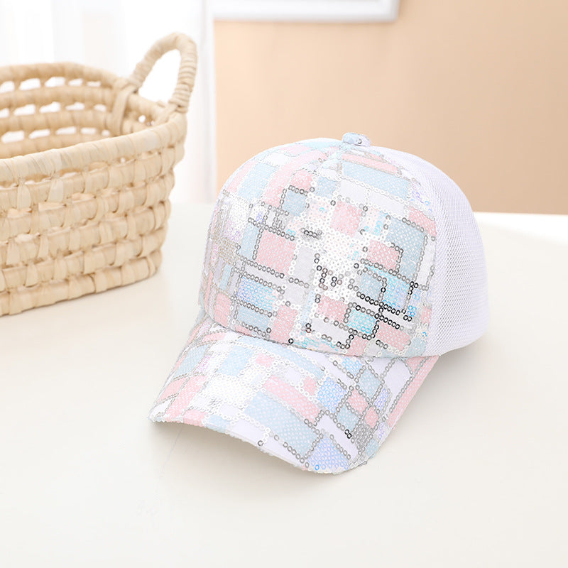 Wholesale Colorful Sequin Mesh Breathable Stitching Children's Baseball Cap